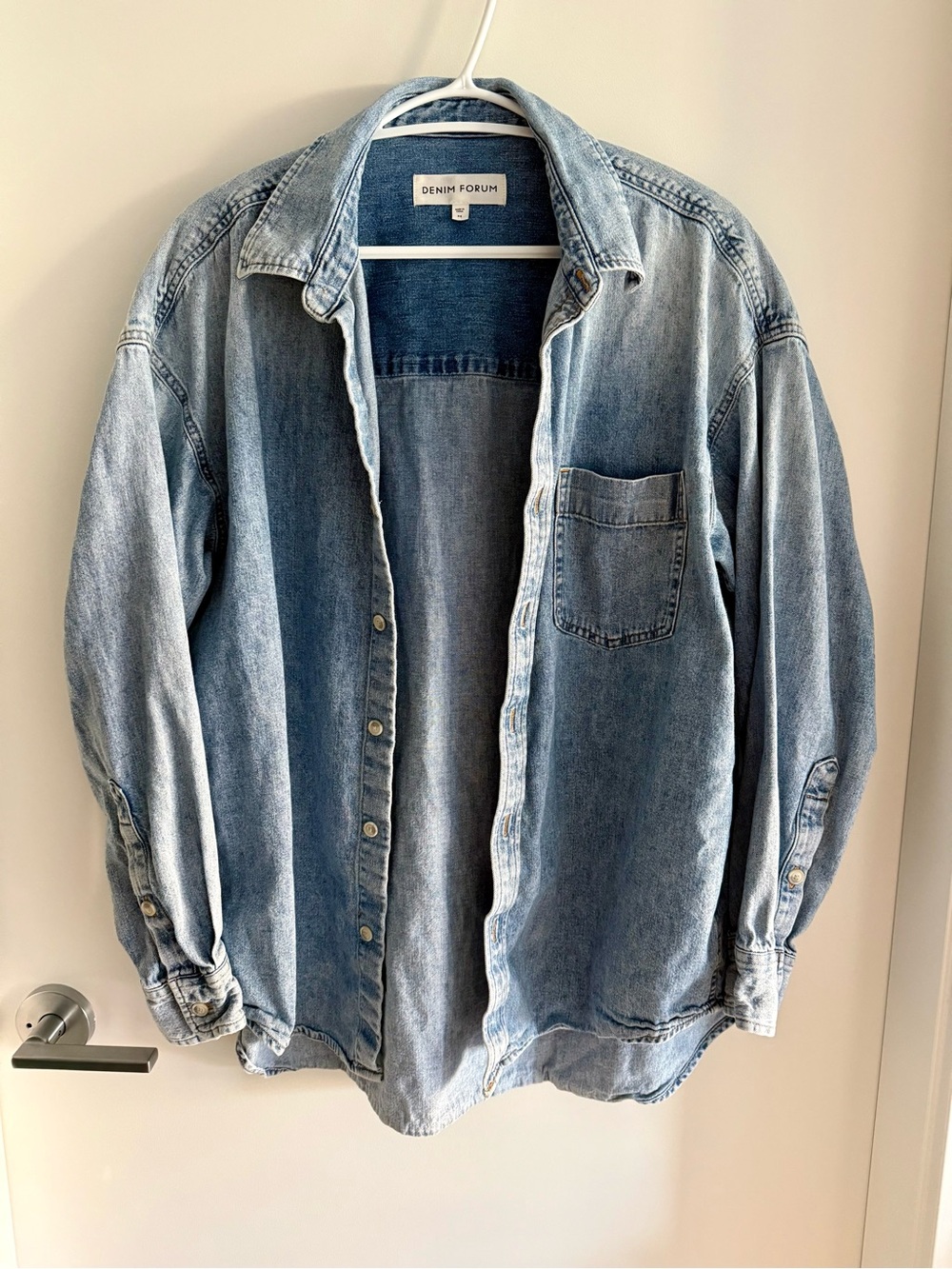 Denim Forum Washed Blue Denim Button-Up Shirt